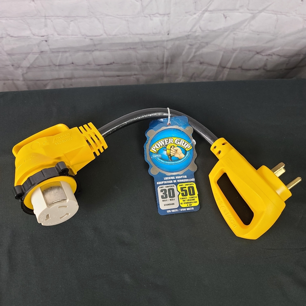 Camco Power Grip Dogbone Locking Adapter with 30AM / 50 AF- 18"